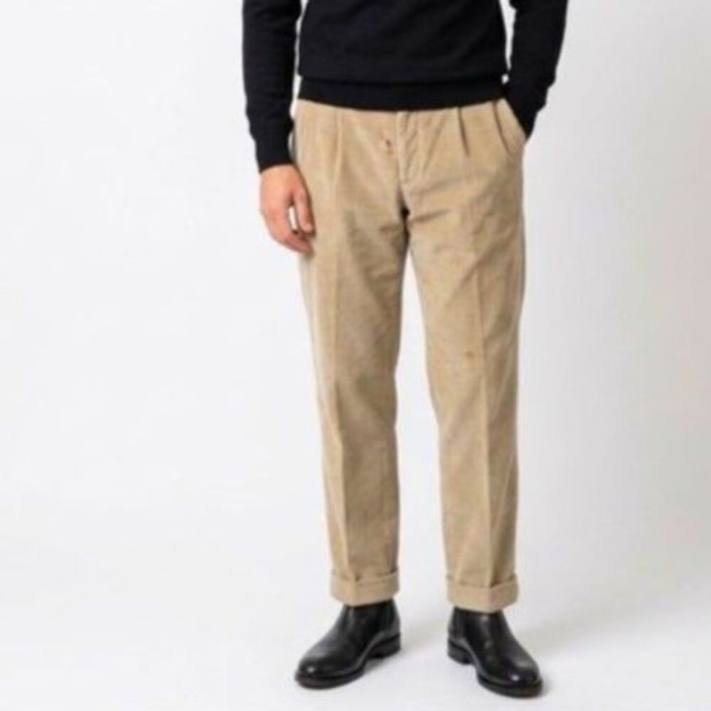 Brooks Brothers 346 Men's Beige-Tan Wide Wale Corduroy Cuffed Pants Size 34 X 30